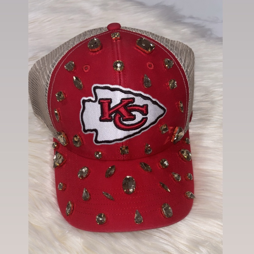 🌟✨ **Custom Bling Kansas City Chiefs Trucker Hat for Sale!** ✨🌟